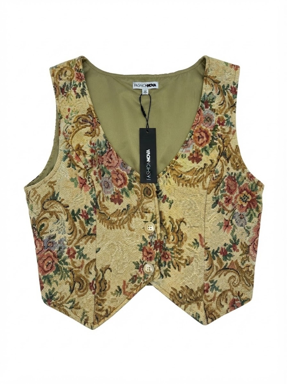 Fashion Nova Floral Tapestry Vest - Size XL (New with Tags)